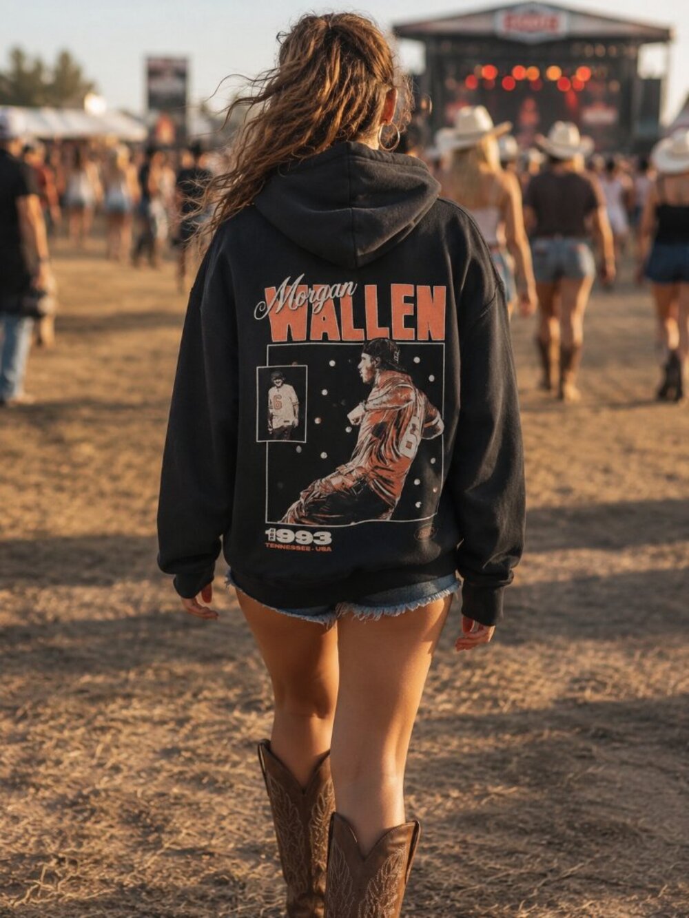 Ladies Morgan Wallen Band Hoodie -(medium)